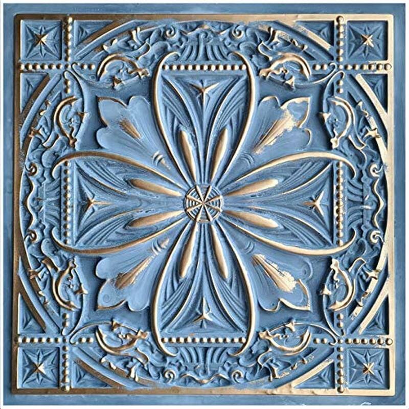 PVC Drop-In Ceiling Tile Pack of 10 Easy Install Smoke Gold Class A 2'X2' Panels ~ 40 sq.ft. Tiles_TD10 Solid PVC Antique Easy