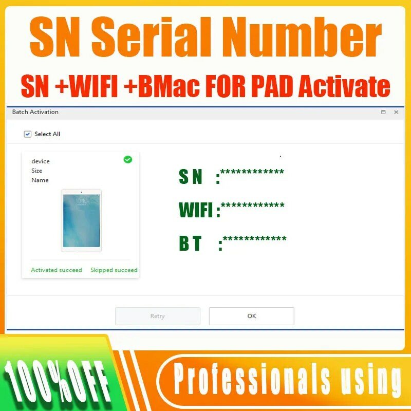SN 일련 번호, WiFi BT 주소, WiFi 버전 수리용, iPad mini1 2 3 4 iPad Air AIR2 ipad 6 7 pro pro2 SN 일련 번호