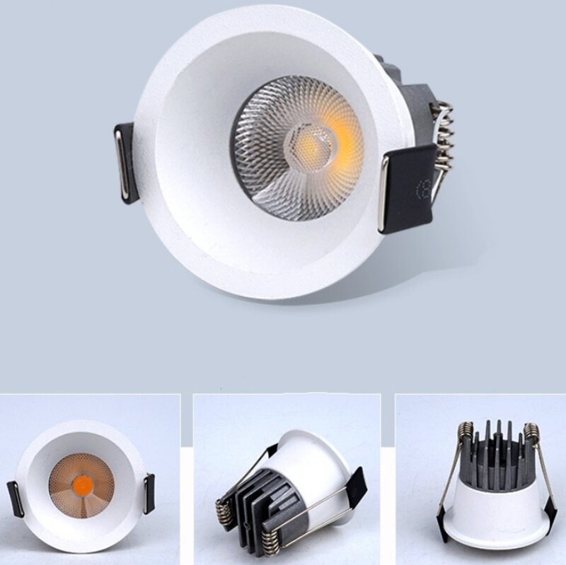 3 Вт 5 Вт Cob светодиодный потолочный светильник, мини-светильник для шкафа, размер резки 30 мм, точечный светильник, 220 В, белый круглый корпус, светодиодный драйвер