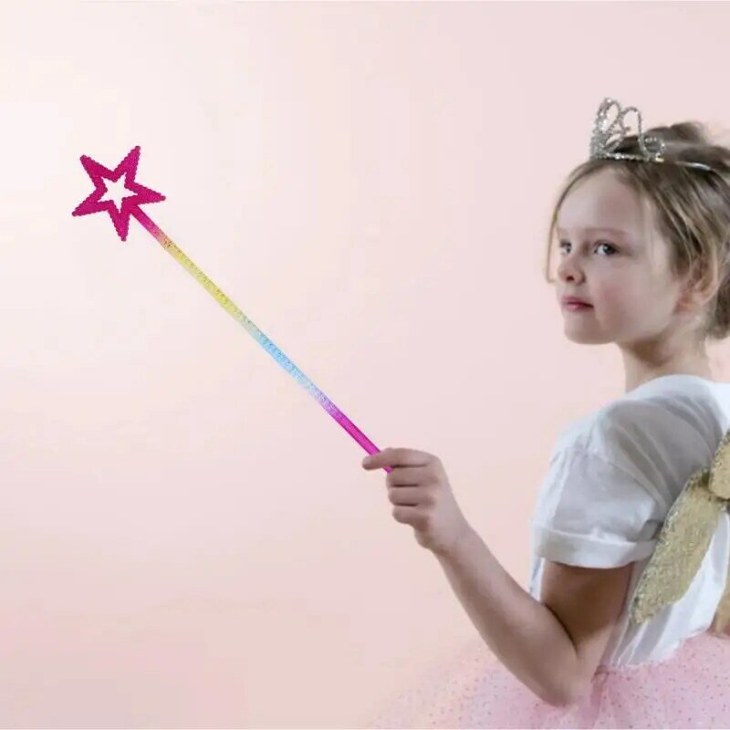 Палочка со звездами, блестящая палочка с пятиконечными звездами, креативная забавная игрушка для ролевых игр, волшебная палочка, подходит для маленьких Феи принцесс