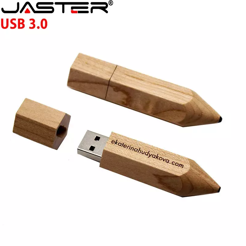 JASTER USB3.0 LOGO Pelanggan Pensil Kayu USB Flash Drive U Disk Hadiah Kreatif Pendrive 4GB 8GB 16GB 32GB Stik Memori Grosir