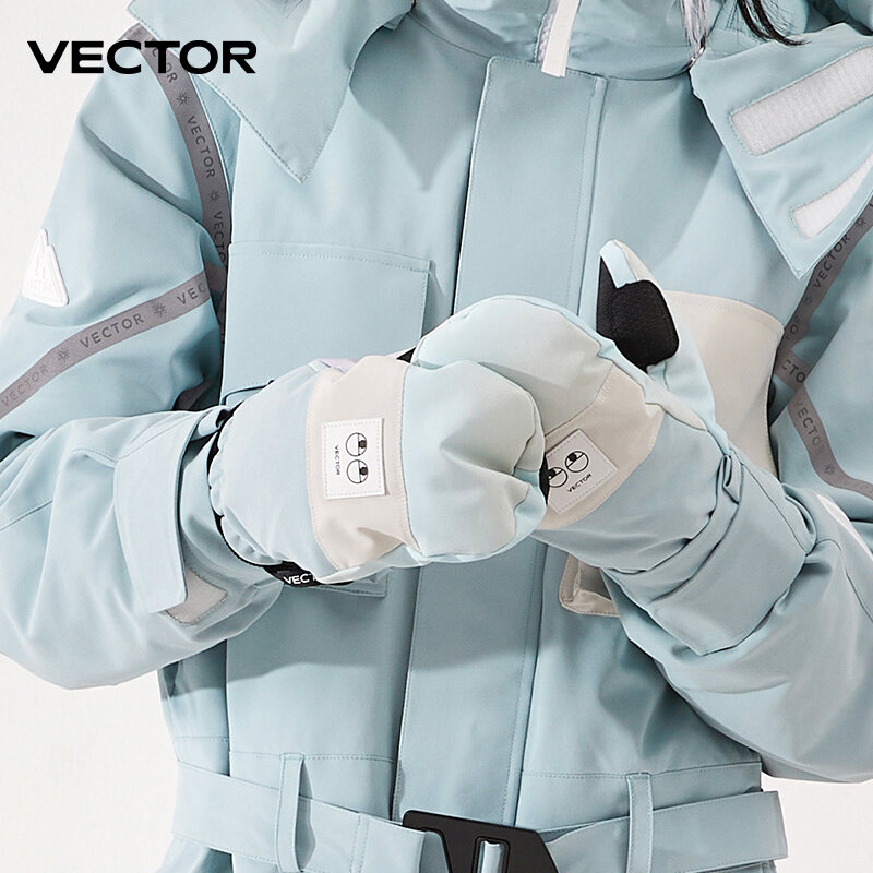 Векторные женские профессиональные лыжные перчатки с пятью пальцами, сверхлегкие плотные теплые зимние перчатки из флиса, водонепроницаемые перчатки для сноуборда