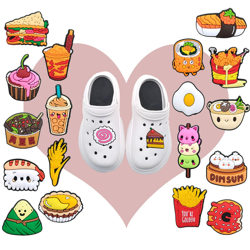 1 szt. Cartoon urocze jedzenie w stylu Charms ciasto jajko w koszulce do sandałów akcesoria na przyjęcie dla dzieci prezenty urodzinowe