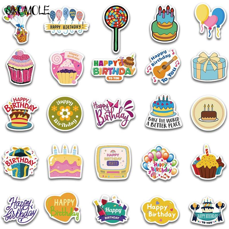 10/30/50pcs Cartoon Cute Happy birthday! Graffiti Stickers Kawaii Toy DIY Kids Notebook Luggage Motorcycle Laptop Decals Sticker