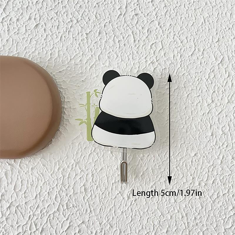 Gancho sin perforaciones de Panda lindo creativo detrás de la puerta del baño, gancho de pared adhesivo fuerte, gancho de acrílico sin huellas, accesorios para el hogar