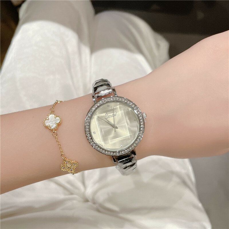 Nowy marka luksusowy kryształ kobiet bransoletki z zegarkiem sukienka zegarki zegar moda damska Casual zegarki kwarcowe Reloj Mujer