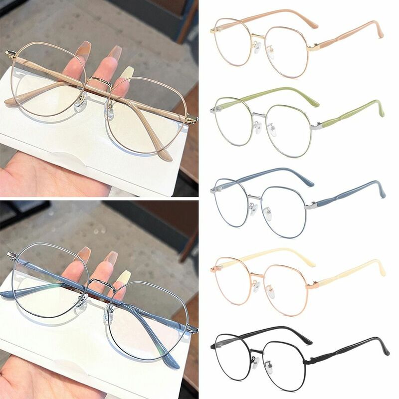 Metal Optical Glasses Frame para mulheres e homens, Anti óculos Blue-Ray, Óculos