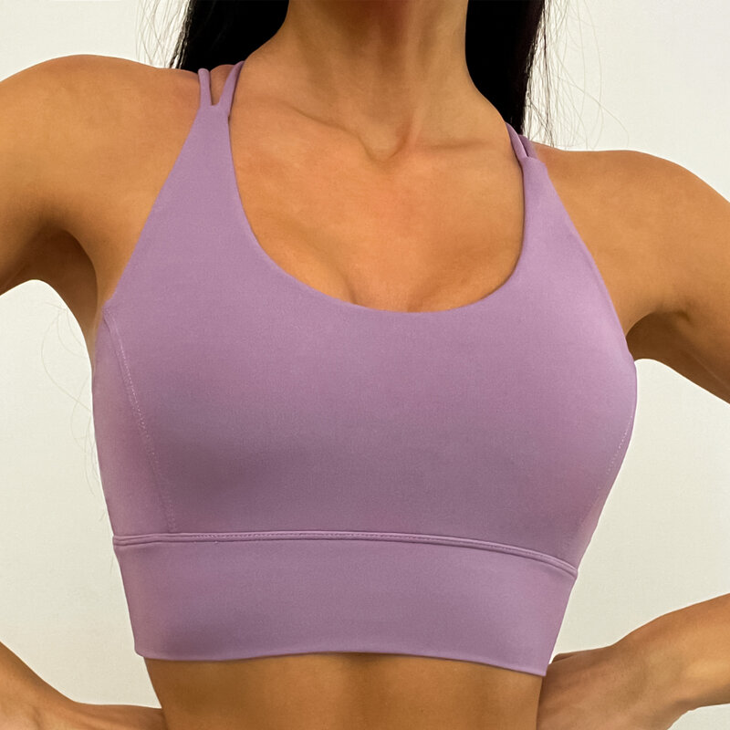 Neue Yoga-Kleidung Damen dünn schulter igen Rücken atmungsaktiv eng anliegenden Rücken gerafft stoß dämpfende Sport-BH-Hose