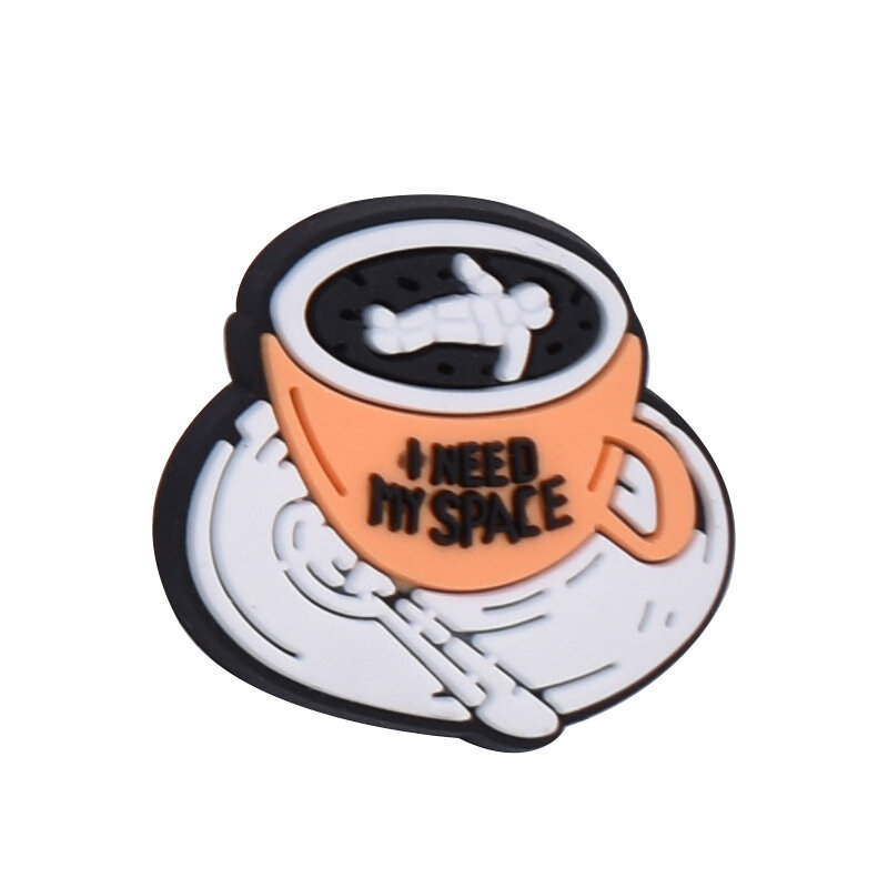 PVC coffee series theme characters cup bottle shoe buckle charms accessories decorations for sandals sneaker clog party label