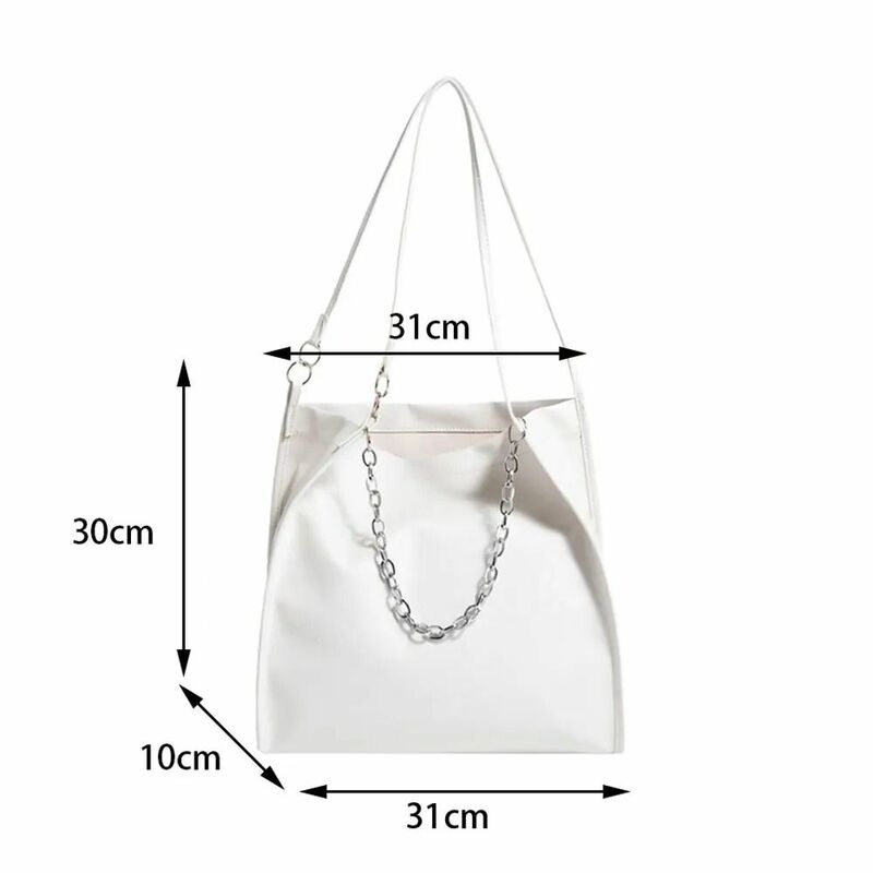 Simple Retro Crossbody Bag New PU Leather Fashion Women Shoulder Bag Large Capacity Bucket Bag Chain Totes Bag