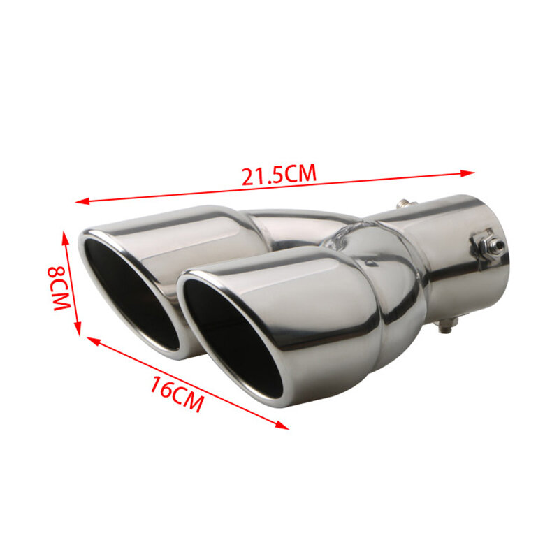 Car Exhaust Pipe Universal Double Outlet Car Muffler Tip Stainless Steel Chrome Silver Rear Muffler Tip Tail Throat