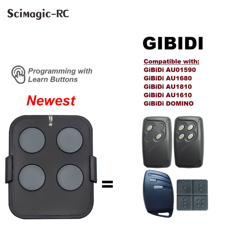 Пульт дистанционного управления GIBIDI для гаражных дверей, 433 МГц, с непрерывно изменяющимся кодом, Gibidi AU01590, AU1600, AU1610, AU1680, AU1810, 433,92 МГц