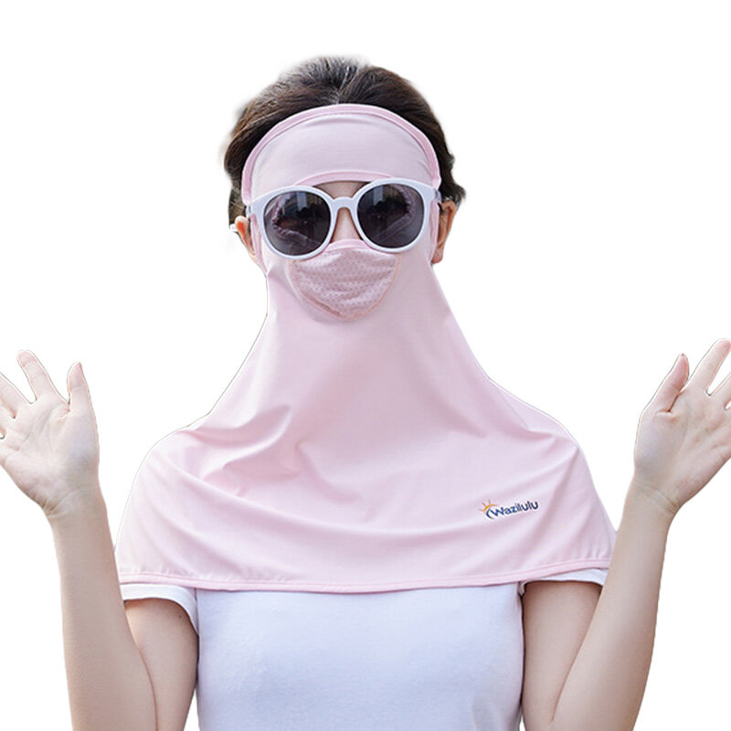 Summer Ice Silk Sunscreen Mask Full Face Sun Protection Breathable Bandana Outdoor Hiking Hunting Cycling Running Tube Scarf