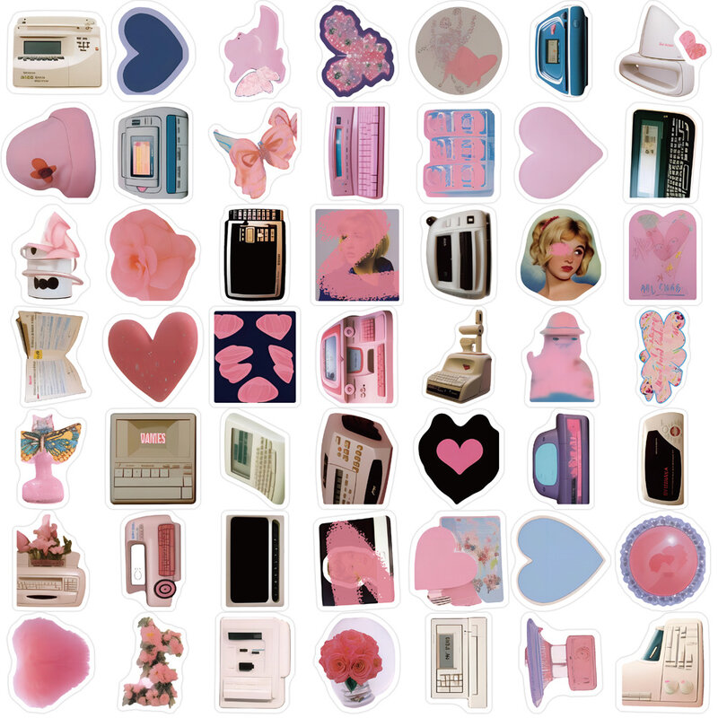 10/30/50 buah stiker gaya permen Perempuan hati merah muda lucu DIY Laptop kulkas telepon buku tempel stiker grafiti Keren hadiah stiker mainan