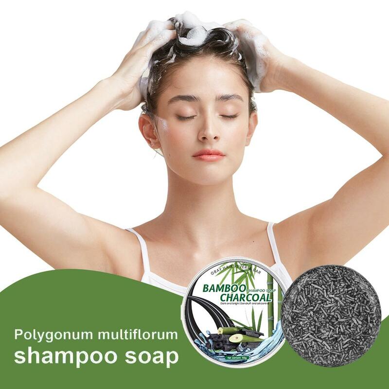 60G Haarshampoo Zeep Bamboe Houtskoololie Controle Shampoo Shampoo Shampoo Zeep Kleurstof Grijze Zeep Haarshampoo Verf Haar Haar Naar K7v5