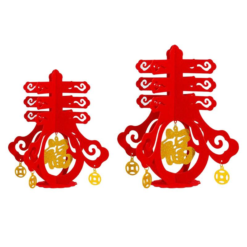 Chinese Chun Character Ornament New Year Decorations Red Decorative Artwork with Fu Pendant for Hotel Party Supplies Office