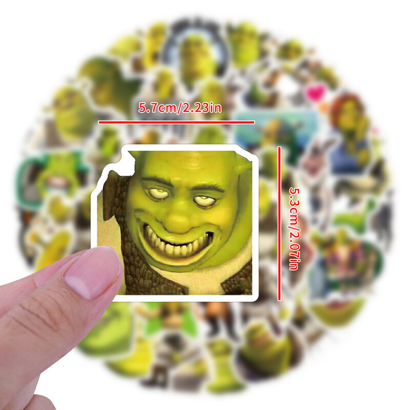 Engraçado Anime Monstro Shrek Dos Desenhos Animados Adesivos, Papelaria DIY à prova d'água, Computador portátil, Frigorífico, Graffiti Etiqueta, Brinquedos, 10 Pcs, 30 Pcs, 50 Pcs, 120Pcs