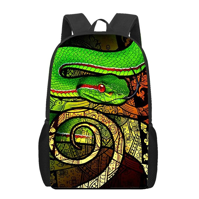 Art Painting Snake Animal 3D Print School Bag Set for Teenager Girls Primary Kids Backpack Book Bags Children Bookbag Satchel