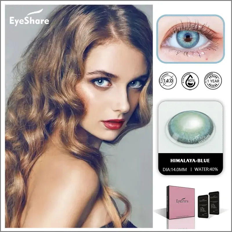 Eyeshare-lentes de contato naturais para os olhos, acessórios de beleza, cosméticos, cor azul, 2pcs