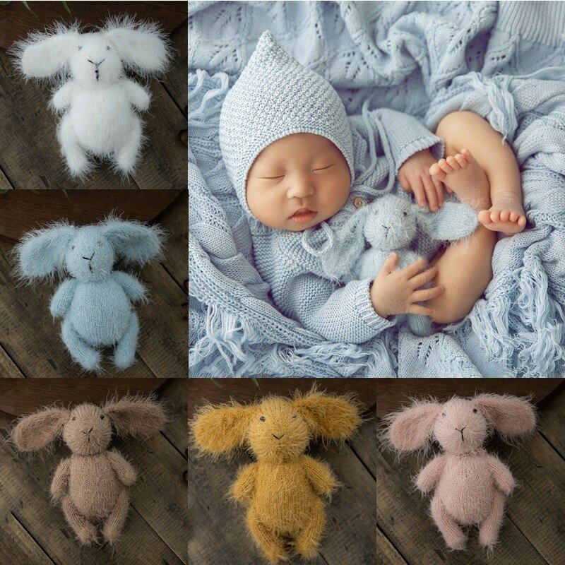 Lapin bébé poupée accessoires de photographie, lapin nouveau-né, articles d'ameublement faits à la main pour séance photo