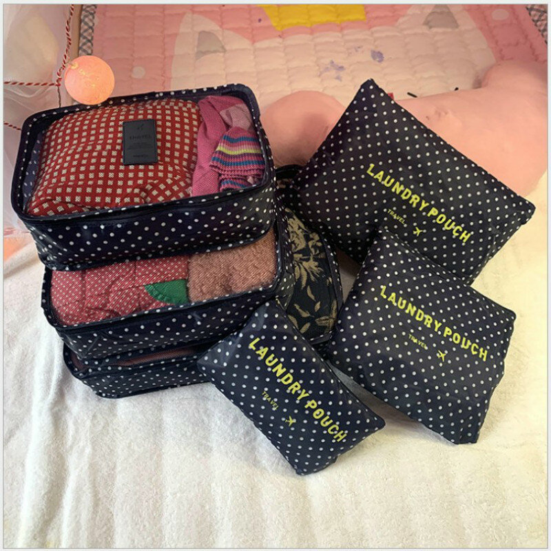 Travel Storage Bag Set para roupas, Organizador Tidy, Wardrobe Suitcase Pouch, Shoes Packing Cube Bag, 6 Pcs