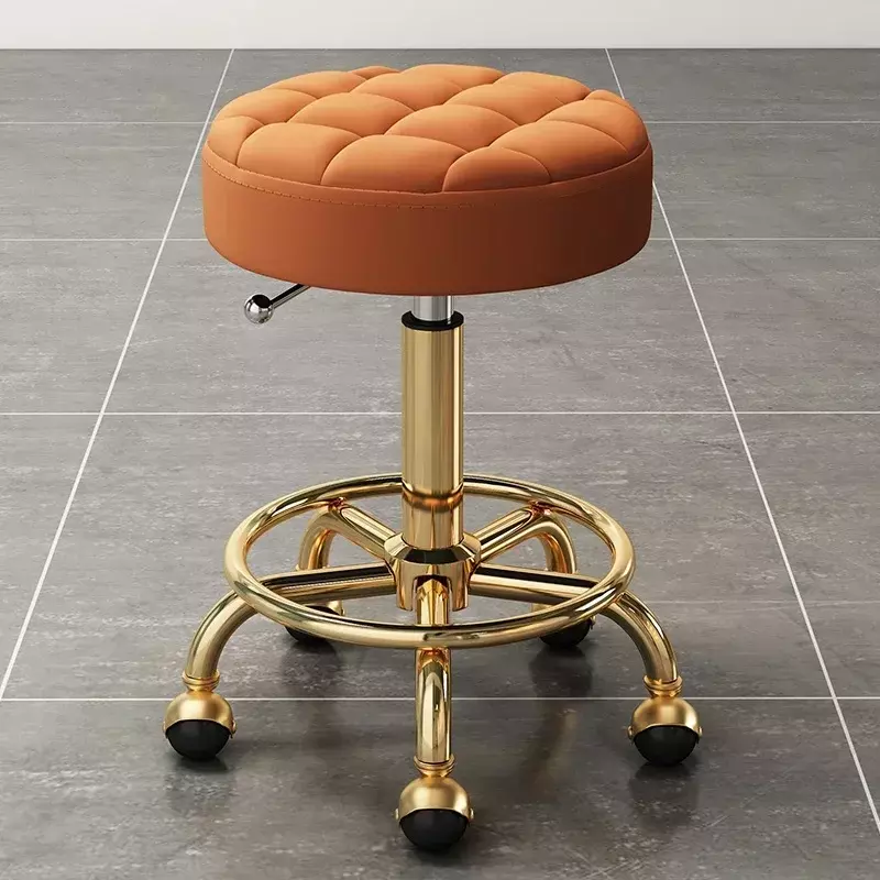 Парикмахерские стулья для внутреннего дворика, Золотая красота, искусственный стул для кормления, минималистичные колеса, поворотная подъемная мебель