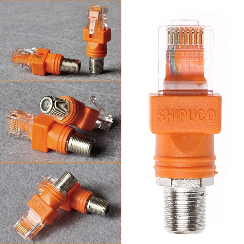 F Female to RJ45 Male Coaxial Hollow Coupler Adapter RJ45 to RF Connector Conver
