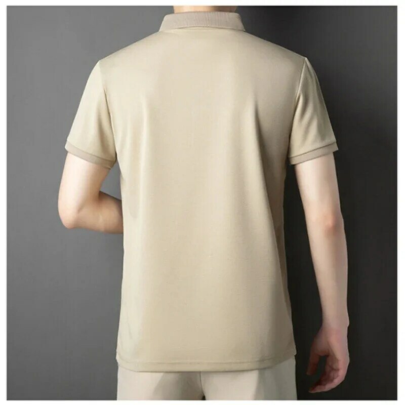 New Men's Popular Short Sleeved Trendy and Personalized Scissor Neck Polo Shirt