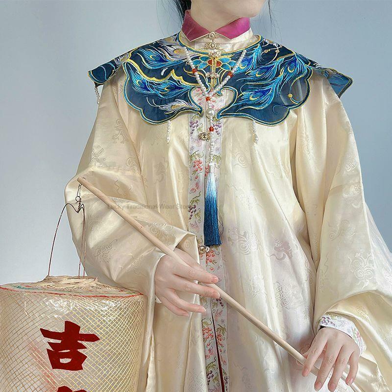 Estilo tradicional chinês Hanfu roupas, dinastia Ming, requintado acessório bordado, xale oriental, desgaste Cosplay, P1