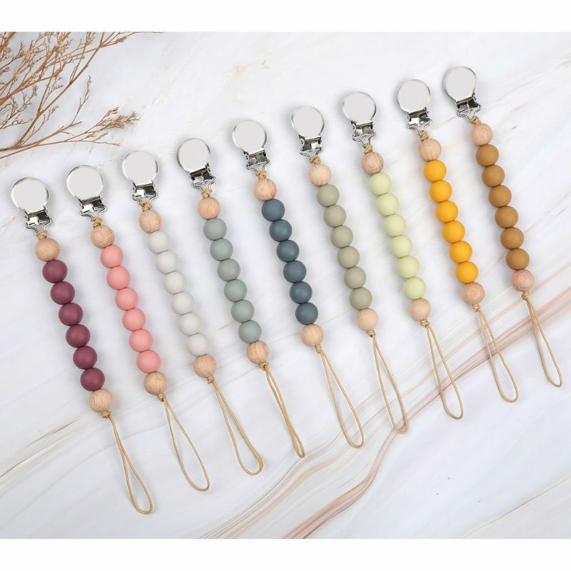 Pacifier Clips Chain Silicone Beads BPA DIY Clip Holder Soother Chain