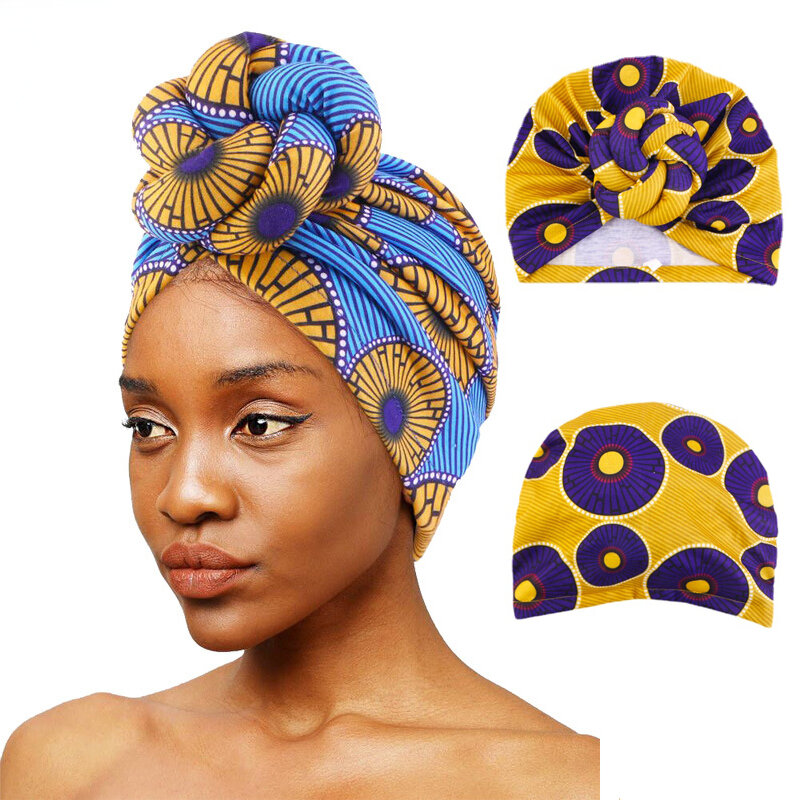 Topi Turban Melar Bunga Besar Wanita Gambar Cetak Afrika Topi Bonnet Penutup Kepala Topi Hijab Muslim Wanita Hiasan Kepala Pesta Pernikahan