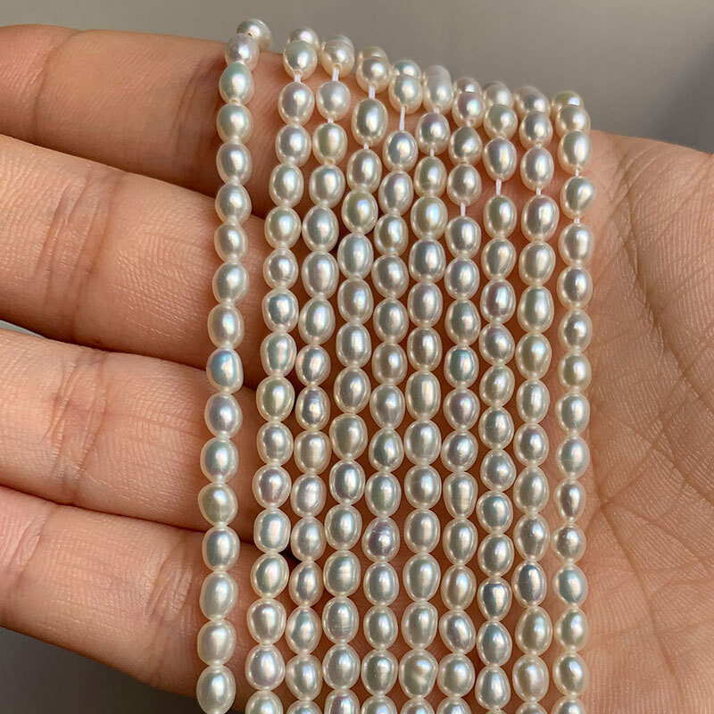 White 3-3.5mm Natural Freshwater Pearl Loose Beads Approx 38cm Jewelry Handmade Making DIY Necklace Bracelet Wholesale Pearls