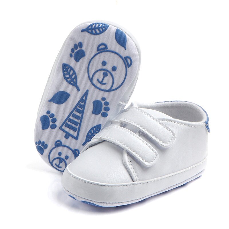 รองเท้าเด็กทารกชายรองเท้าเด็กแรกเกิดเด็กวัยหัดเดินแบบลำลองป้องกันการลื่นทำจากหนัง PU พื้นรองเท้าคลานสำหรับเด็กวัยหัดเดิน0-18เมตร