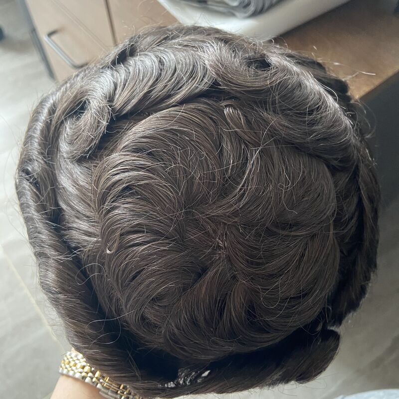 Натуральная Передняя линия волос, прочный полноразмерный парик из искусственной кожи, мужской парик, волнистые человеческие волосы, парик для мужчин, черная искусственная Замена для мужчин