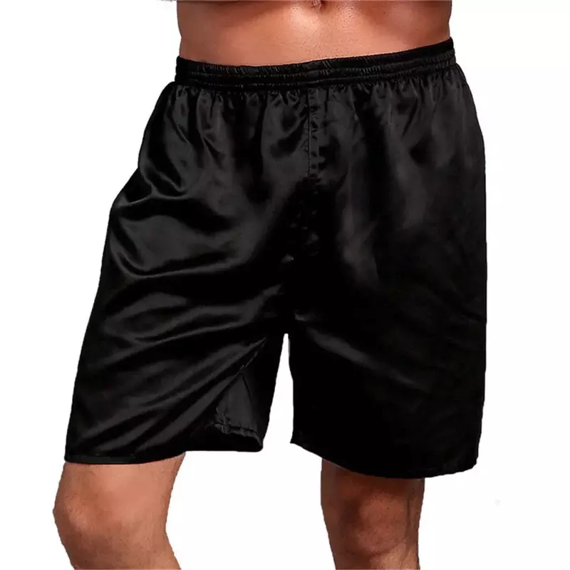 Повседневные свободные мужские атласные шелковые шорты одежда для сна Мягкие боксеры Пижама пикантное ночное белье трусы пляжные мужские шорты горячий модный стиль