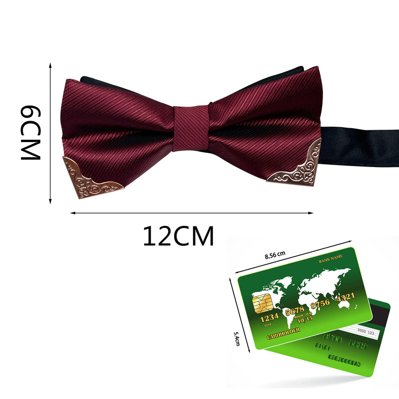 Men's Solid Black Wine Red Bow Ties Formal Dress Wedding Bowties For Men Leisure Metal Bling Butterfly Bowknot Banquet Cravat