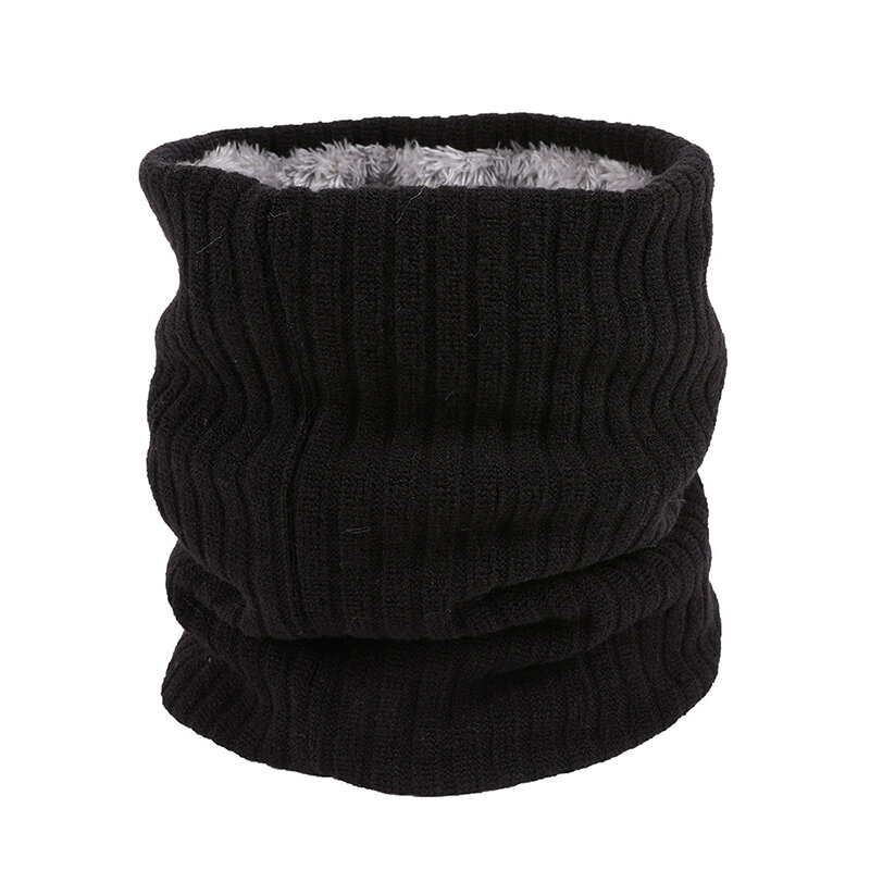 Fazzoletto da collo lavorato a maglia caldo invernale per donna uomo tinta unita sciarpa a maglia in peluche a doppio strato sciarpe con collo più caldo all'aperto