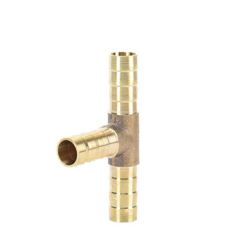 Raccordo per tubo flessibile in ottone a forma di T Tee 4mm 6mm 8mm 10mm 12mm 16mm tubo flessibile a 3 vie Barb adattatore per connettore di accoppiamento spinato in ottone