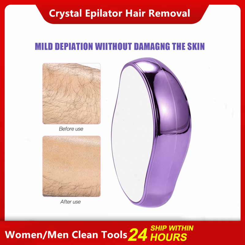 Crystal Hair Removal Epilator, Depilatório quente, indolor, Gum Eraser, Rubby Sponge, Glass Body Depilation Tool, Beleza