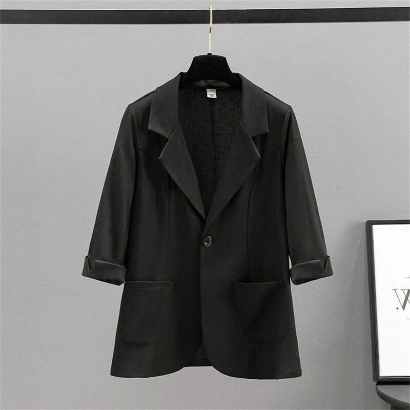 Women's Thin Blazer Coat Spring Summer New Solid Color Korean Casual All-match Suit Jacket Ladies Loose Large Size Tops Outwear