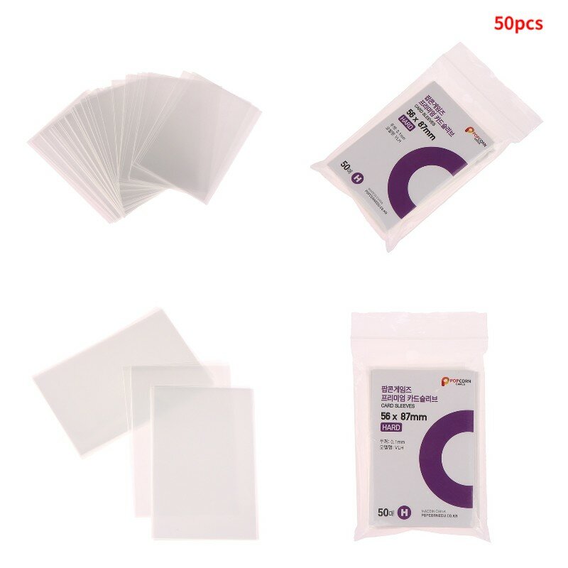 Set di carte con pellicola per carte di Popcorn con maniche per carte da 50 pezzi Set di carte con pellicola protettiva olografica trasparente per carte fotografiche rigide