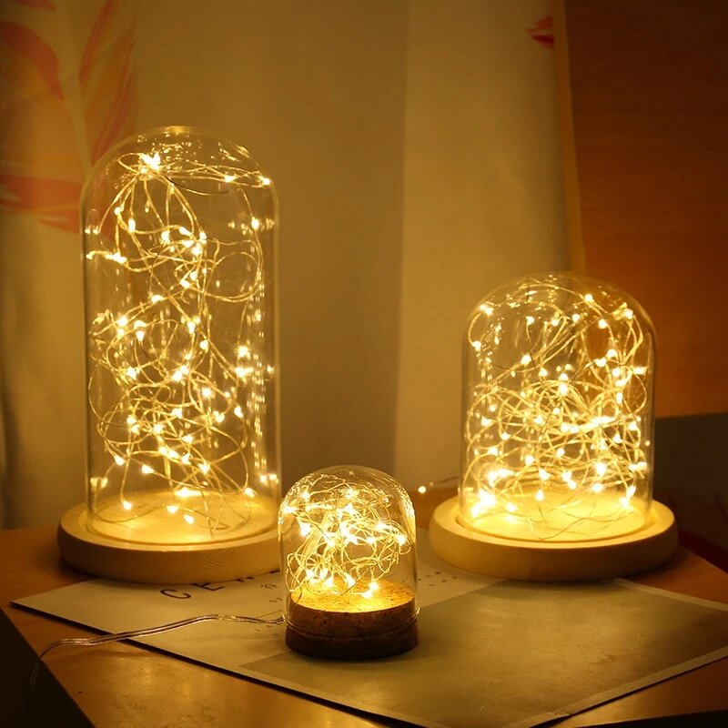 2M 10M 20M Lampu Peri LED Kawat Tembaga Lampu Tali Luar Ruangan Karangan Bunga Lampu Pernikahan untuk Rumah Natal Taman Liburan Dekorasi