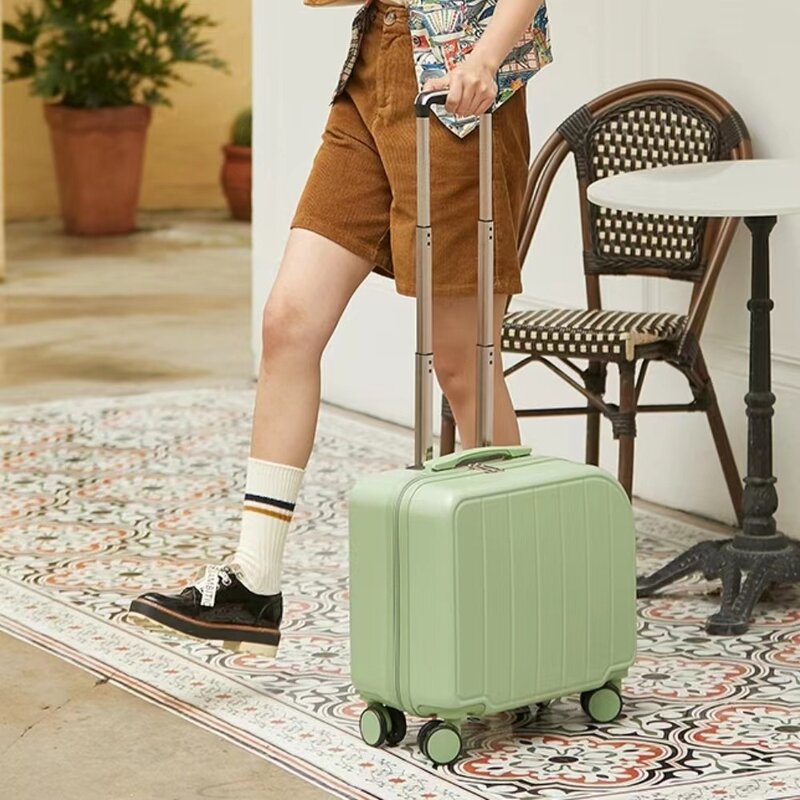 PLUENLI-Bolsa de equipaje pequeña para mujer, Maleta de embarque ligera con rueda silenciosa Universal, maleta con contraseña