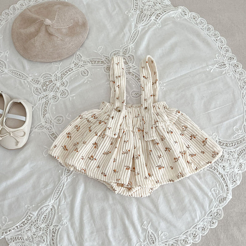 MILANCEL New Autumn Baby Clothes Set Infant Cute Bottoming Shirt +Floral Bodysuit Suit Girls Outwear