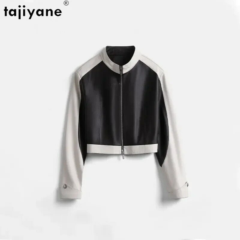 Tajiyane alta qualidade genuína jaqueta de pele carneiro para as mulheres jaquetas de couro real curto feminino casacos gola moda chaquetas