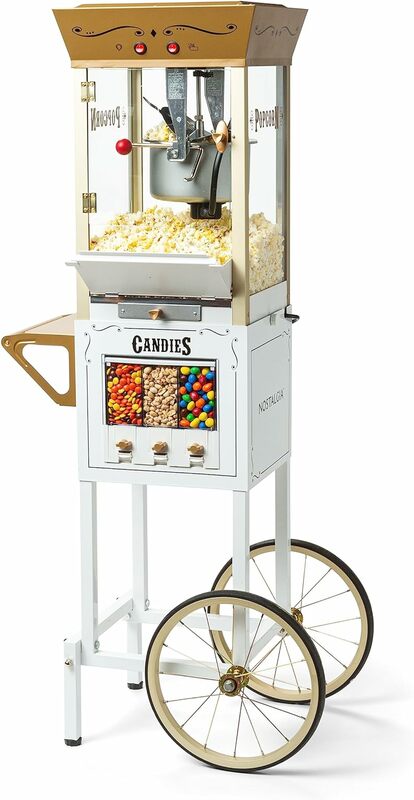 Popcorn Maker Machine - Professional Cart With 8 Oz Kettle Makes Up to 32 Cups - Vintage Popcorn Machine Movie Theater Style
