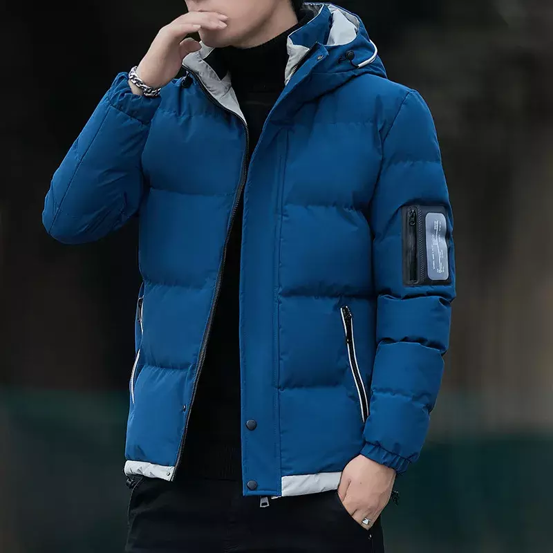 Kurtka pikowana męski gruby ciepłe kurtki zimowe płaszcz z kapturem męski ocieplana kurtka z bawełny modna odzież codzienna 5XL 2022 Streetwear