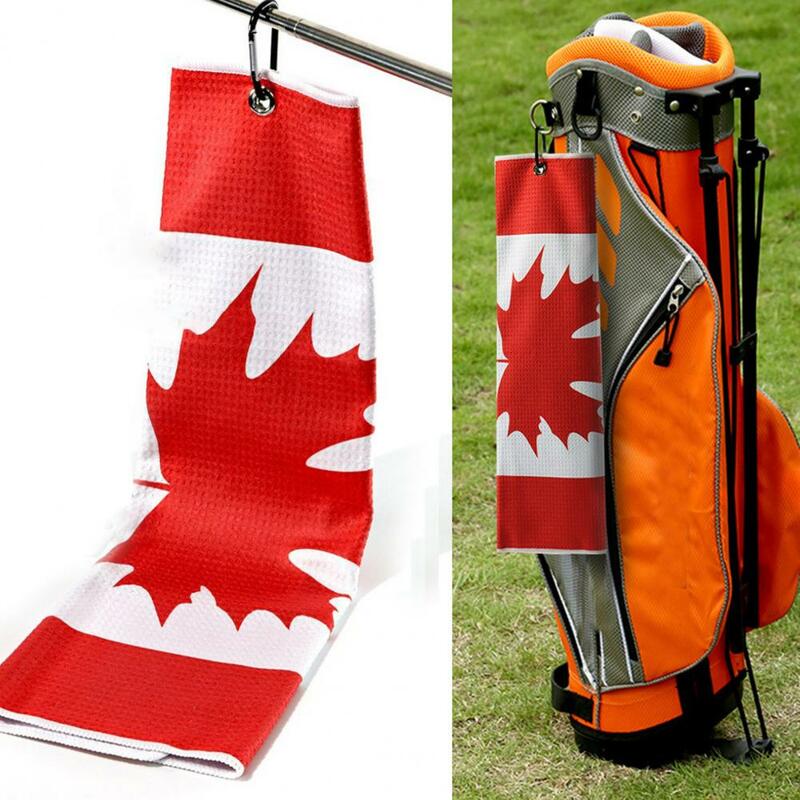 Wieża golfowa na akcesoria Premium wózek golfowy ręcznik z karabinkiem wzór flagi narodowej Superfiber materiał wielofunkcyjny