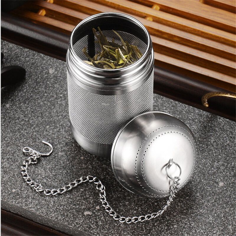 Penyaring teh Stainless Steel, daun teh Diffuser bumbu bola saringan saringan saringan kopi jala halus aksesoris dapur