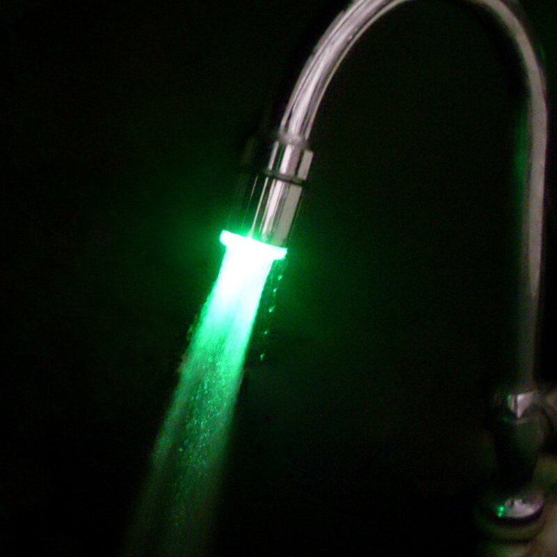 Keran air LED, keran Pancuran Sensor suhu berubah warna, Adaptor kepala nozel keran kamar mandi dapur